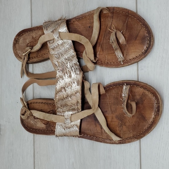 Freebird by Steven Womens Metallic Suede Loop Toe Sandals Flats shoes sz 36/5 - Picture 4 of 13